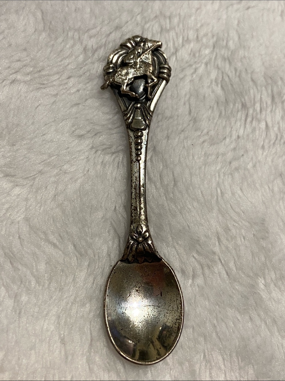 Vintage sterling silver 925 Collectible Spoon brooch with Horse Motif